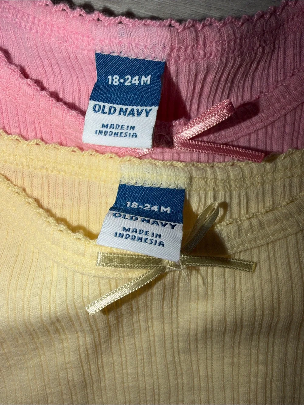 Soft Ribbed Flutter Sleeve Top - Pink & Yellow - Old Navy
